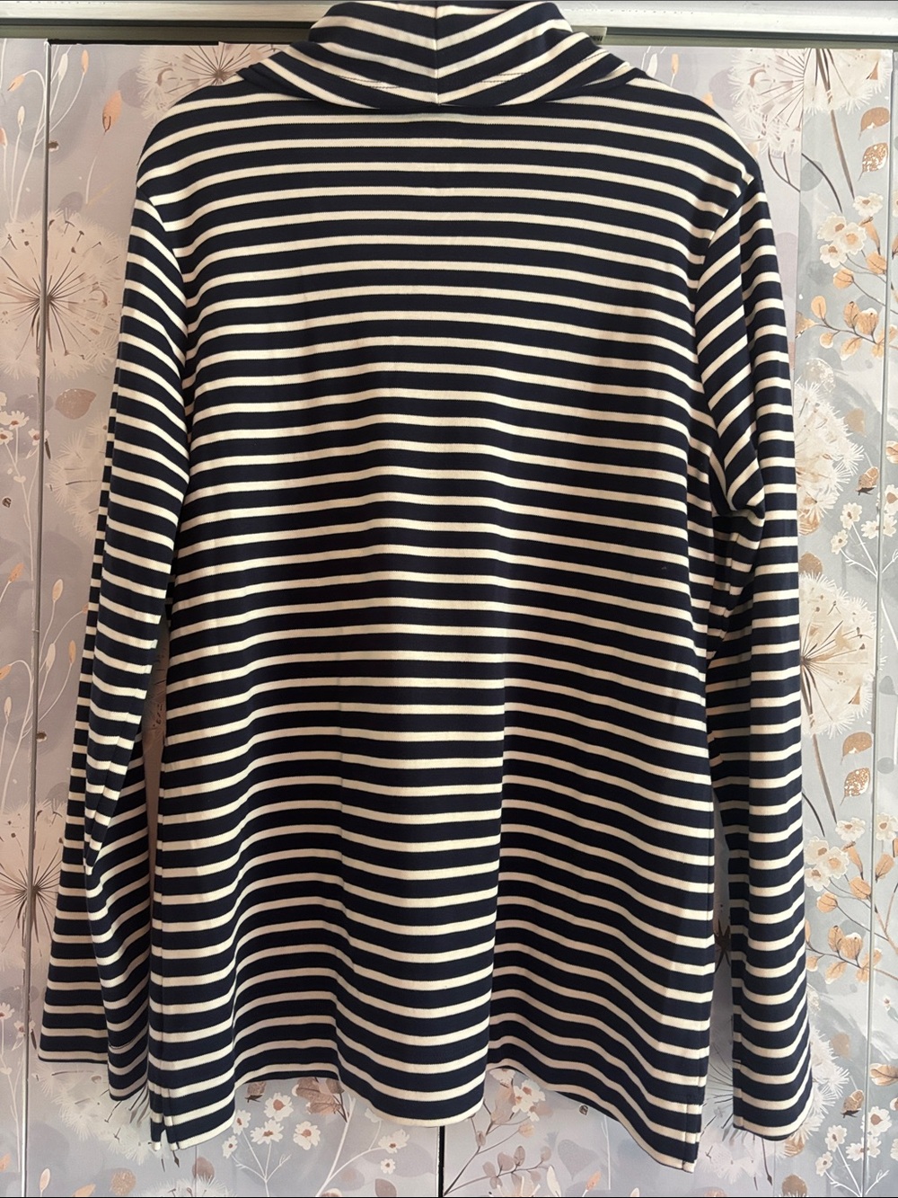 L.L. Bean Navy and White Striped Cowl Neck Top - Picture 3 of 5